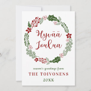Cartão De Festividades Feliz Natal Finlandês, Personalizado