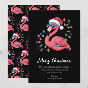 Cartão De Festividades Feliz Natal Flamingo Rosa Personalizado        