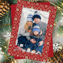 Cartão De Festividades Feliz Natal Floco de Neve Elegante Red 1 Foto