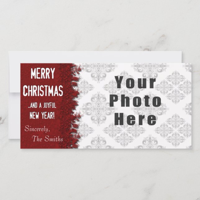 Cartão De Festividades Feliz Natal Floco de Neve Vermelho (Frente)