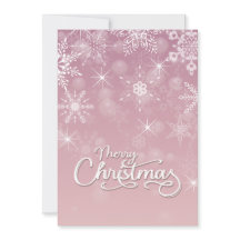 Feliz Natal Flocos de Neve Brancos e Rosas