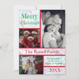 Cartão De Festividades Feliz Natal Flocos de Neve Colagem 3 Fotos