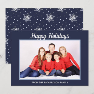 Cartão De Festividades Feliz Natal Flocos de Neve Flocos de Marinho Foto