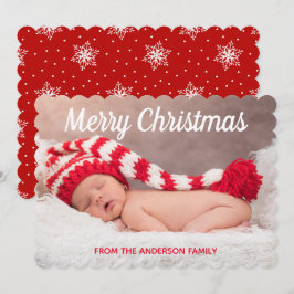 Cartão De Festividades Feliz Natal Flocos de Neve Foto de Natal