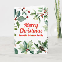 Feliz Natal Folhagens Florais