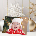 Cartão De Festividades Feliz Natal Foto Chic White Calliografia<br><div class="desc">Cartão dobrado de fotos de Feliz Natal com um belo roteiro cursivo em branco. Estas modernas fotografias de bebês,  cartões horizontais,  apresentam uma magnífica tipografia e o seu texto personalizado sobre a imagem de sangria de cheio,  em branco,  no topo. Adicione um dentro de imagem bonitinho segundo.</div>