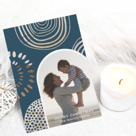 Cartão De Festividades Feliz Natal Foto com Azul de Mensagem