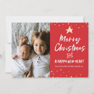 Cartão De Festividades Feliz Natal - foto da família de cartas - estrela