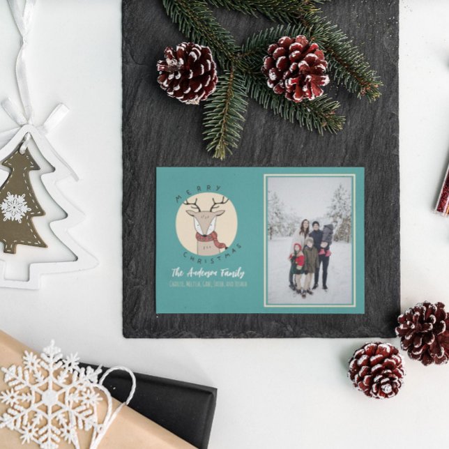 Cartão De Festividades Feliz Natal - Foto da família de veados (Criador carregado)