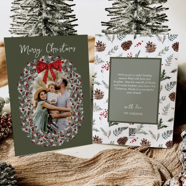 Cartão De Festividades Feliz Natal Foto da Família do Arco Vermelho (Criador carregado)