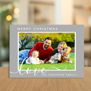Cartão De Festividades Feliz Natal Foto da Família Mínima Simples