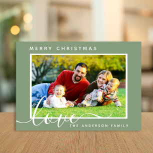 Cartão De Festividades Feliz Natal Foto da Família Mínima Simples