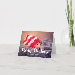 Cartão De Festividades Feliz Natal Foto da Família Moderna