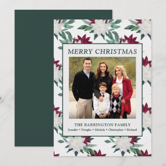 Cartão De Festividades Feliz Natal - Foto da Família Poinsettia Flat