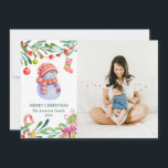 Cartão De Festividades Feliz Natal. Foto de bonitinho de neve com aquarel<br><div class="desc">Cartão de Natal de Natal com bonitinho de neve.</div>