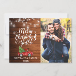 Cartão De Festividades Feliz Natal Foto de Caminhão de Lights Wood