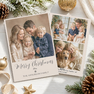 Cartão De Festividades Feliz Natal Foto de Família Moderna e Elegante