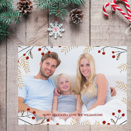 Cartão De Festividades Feliz Natal Foto de inverno Berries Botânicos de i