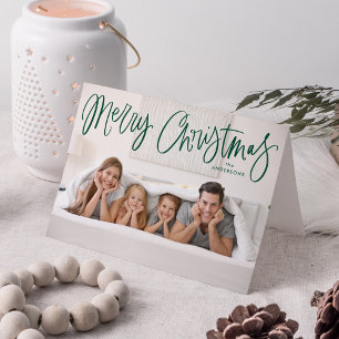 Cartão De Festividades Feliz Natal - Foto de Script Verde Impressionante