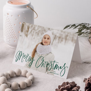 Cartão De Festividades Feliz Natal - Foto de Script Verde Impressionante