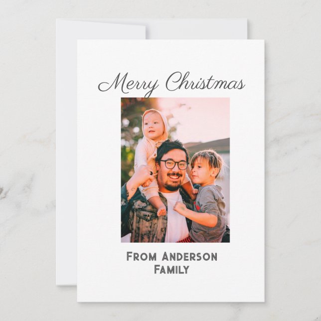 Cartão De Festividades Feliz Natal foto do amor moderno família simples m (Frente)