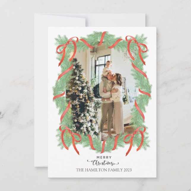 Cartão De Festividades Feliz Natal - Foto do Arco da Frame Garland (Frente)