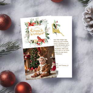 Cartão De Festividades Feliz Natal Foto do Bebê Feriado Saudação de Natal