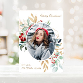 Cartão De Festividades Feliz Natal Foto do Buquê de inverno