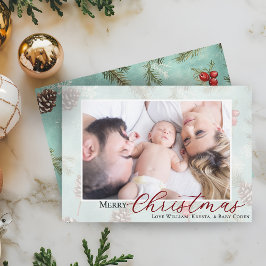 Cartão De Festividades Feliz Natal Foto do inverno Greenery