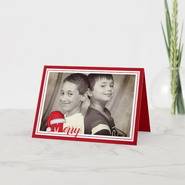 Cartão De Festividades Feliz Natal - Foto do Papai Noel Whimsical (Frente)