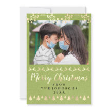 Feliz Natal Foto Dourada Enfumaçado Azul Kraft Mod