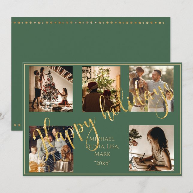 Cartão De Festividades Feliz Natal Foto Dourado Boas Festas (Frente/Verso)