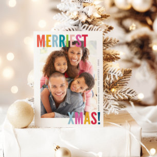Cartão De Festividades FELIZ NATAL FOTO moderna família brilhante