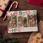 Cartão De Festividades Feliz Natal | Foto Natal<br><div class="desc">Bem-vindos ao feriado festivo do Natal com um cartão sincero! Apresentando uma fonte divertida em tons cor-de-rosa e verde que diz "Alegria de Natal", este cartão trará alegria aos seus amigos e família. Personalize-o com seu nome e ano, e adicione 3 das suas fotos favoritas - e deixe os desejos...</div>