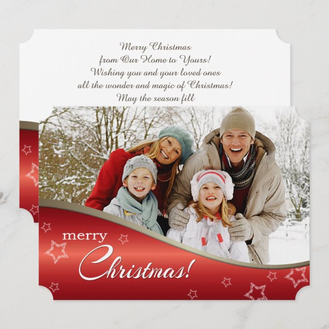 Cartão De Festividades Feliz Natal. Foto personalizada (Frente/Verso)