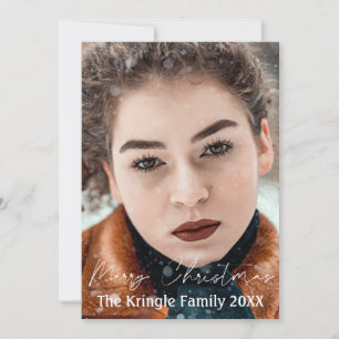 Cartão De Festividades Feliz Natal, Foto Personalizada e Vintage Snowman