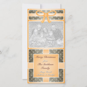 Cartão De Festividades Feliz Natal Foto Personalizada Orange Brown