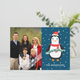 Cartão De Festividades Feliz Natal - Foto Personalizada Penquin