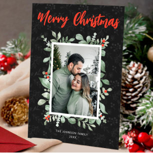 Cartão De Festividades Feliz Natal Foto Preta Saudação Elegante