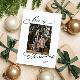 Cartão De Festividades Feliz Natal foto preto branco elegante