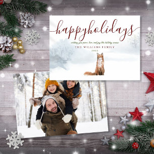 Cartão De Festividades Feliz Natal Foto Raposa de Inverno Natal