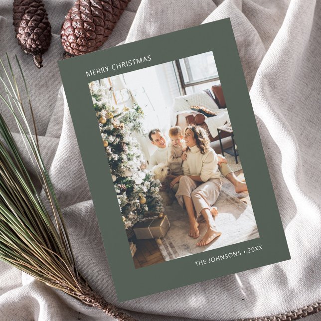 Cartão De Festividades Feliz Natal - Foto Simples Verde (Criador carregado)