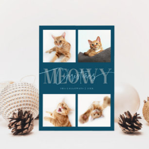 Cartão De Festividades Feliz Natal Fotos de Gato Teal Natal