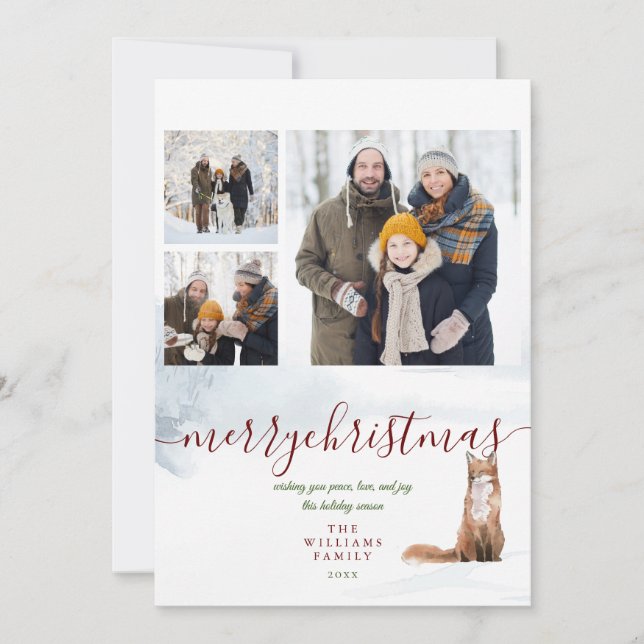 Cartão De Festividades Feliz Natal Fox 3 Fox Collage (Frente)