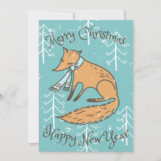 Cartão De Festividades Feliz Natal Fox Cozy (Frente)