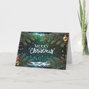 Cartão De Festividades Feliz Natal Frutas, Galhos e Enfeites