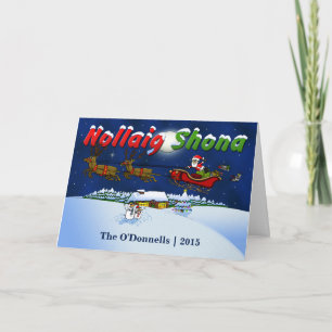 Cartão De Festividades Feliz Natal gaélico irlandês feito sob encomenda