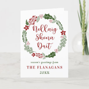 Cartão De Festividades Feliz Natal Gaélico Irlandês, Personalizado