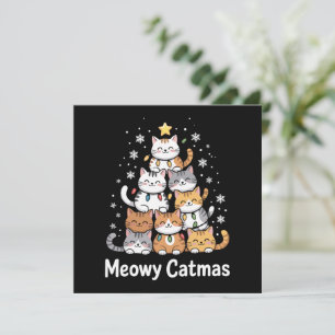 Cartão De Festividades Feliz Natal Gatinho Árvore de Natal Gato Santa