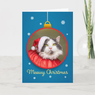 Cartão De Festividades Feliz Natal Gatinho Fofo de Chapéu de Papai Noel n